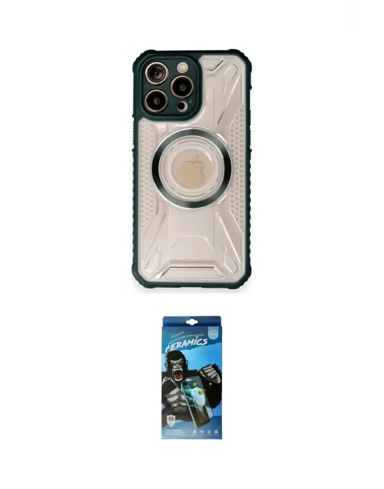 ieg™ iPhone 12 Pro Max Kılıf Kutup Modern - Siyah 34D Izgaralı Cam
