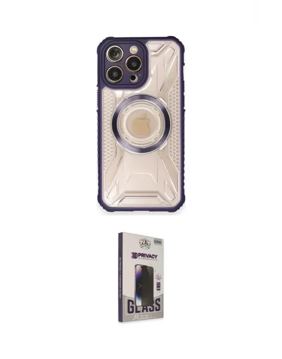 ieg™ iPhone 12 Pro Max Kılıf Kutup Modern - Siyah Bilvis Hayalet Cam Ekran Koruyucu