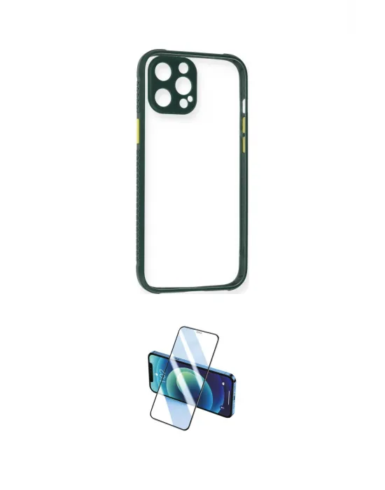 ieg™ iPhone 12 Pro Max Kılıf Nova Asil Özel Seri - Siyah 3D Antistatik Cam Ekran Koruyucu