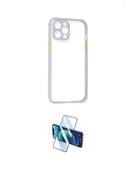 ieg™ iPhone 12 Pro Max Kılıf Nova Asil Özel Seri - Siyah 3D Antistatik Cam Ekran Koruyucu