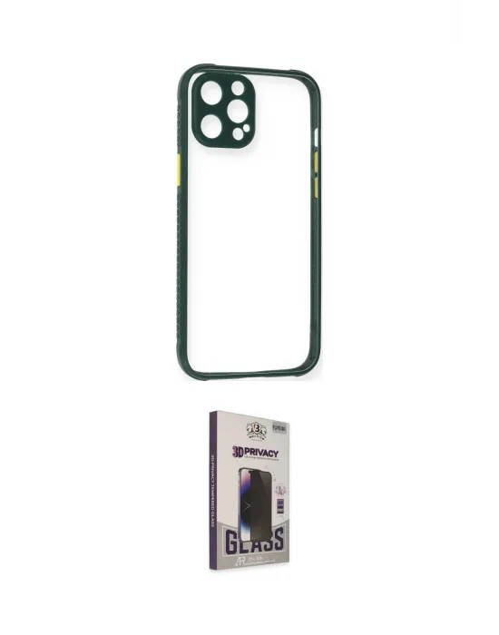 ieg™ iPhone 12 Pro Max Kılıf Nova Asil Özel Seri - Siyah Bilvis Hayalet Cam Ekran Koruyucu