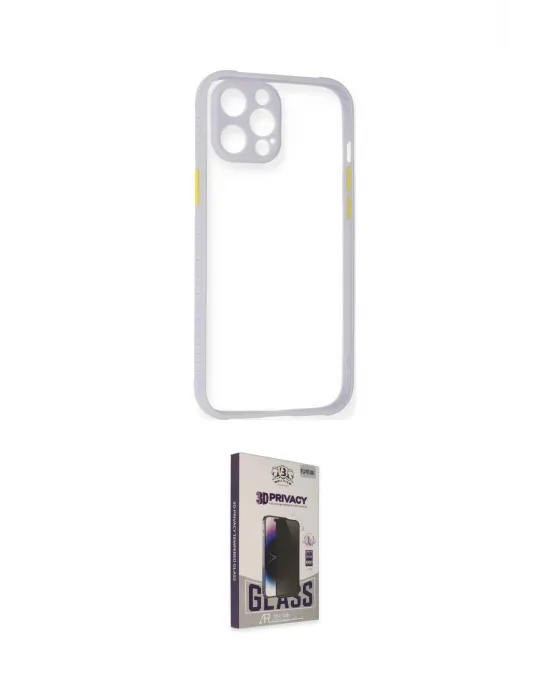ieg™ iPhone 12 Pro Max Kılıf Nova Asil Özel Seri - Siyah Bilvis Hayalet Cam Ekran Koruyucu