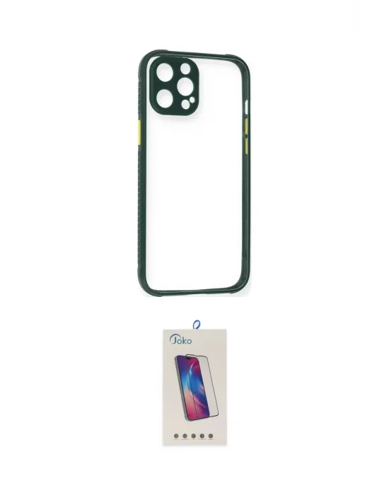 ieg™ iPhone 12 Pro Max Kılıf Nova Asil Özel Seri - Siyah Joko 5D Cam