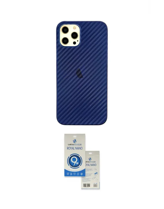ieg™ iPhone 12 Pro Max Kılıf Nova Çizgi - Şeffaf Royal Nano Ekran Koruyucu