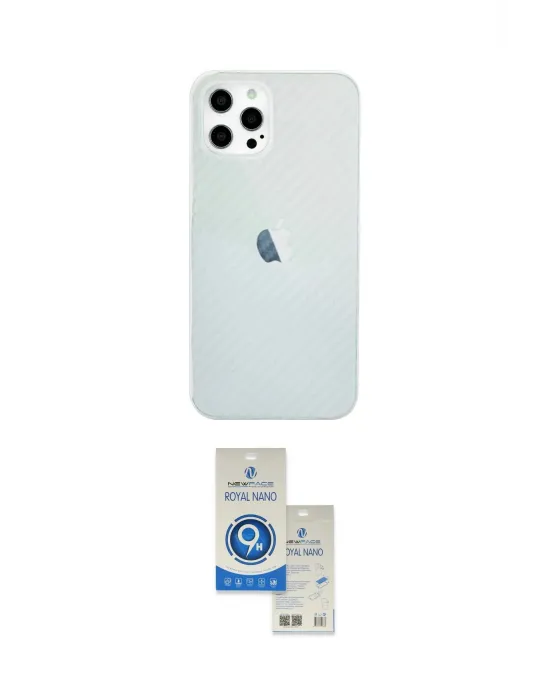 ieg™ iPhone 12 Pro Max Kılıf Nova Çizgi - Şeffaf Royal Nano Ekran Koruyucu