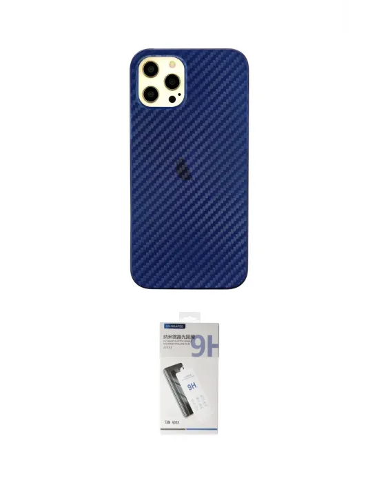 ieg™ iPhone 12 Pro Max Kılıf Nova Çizgi - Şeffaf Uv Polymer Nano Ekran Koruyucu