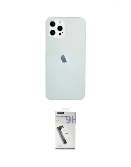 ieg™ iPhone 12 Pro Max Kılıf Nova Çizgi - Şeffaf Uv Polymer Nano Ekran Koruyucu