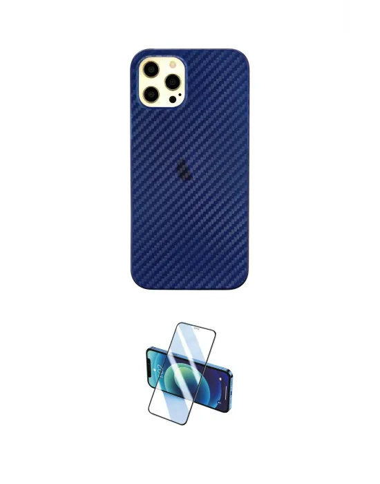 ieg™ iPhone 12 Pro Max Kılıf Nova Çizgi - Siyah 3D Antistatik Seramik Nano Ekran Koruyucu