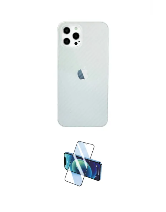 ieg™ iPhone 12 Pro Max Kılıf Nova Çizgi - Siyah 3D Antistatik Seramik Nano Ekran Koruyucu