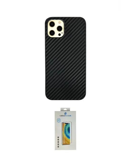 ieg™ iPhone 12 Pro Max Kılıf Nova Çizgi - Siyah Polymer Nano Ekran Koruyucu
