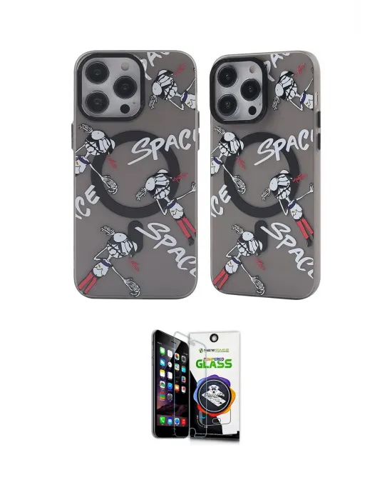 ieg™ iPhone 12 Pro Max Kılıf Nova Doku Koleksiyonu - Şeffaf Temperli Cam Ekran Koruyucu