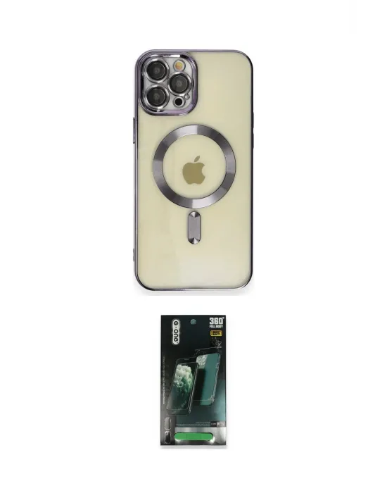 ieg™ iPhone 12 Pro Max Kılıf Nova Işık Özel Seri - Şeffaf 360 Full Body Arka Koruyucu