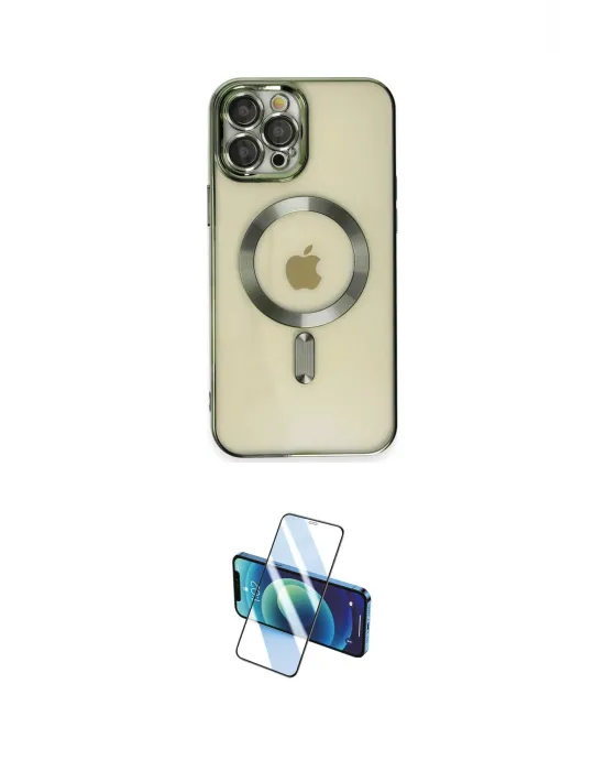 ieg™ iPhone 12 Pro Max Kılıf Nova Işık Özel Seri - Siyah 3D Antistatik Cam Ekran Koruyucu