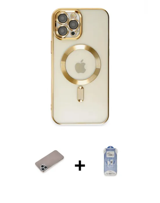 ieg™ iPhone 12 Pro Max Kılıf Nova Işık Özel Seri - Siyah Joko Magic 5D Cam + Shine Kamera Lens Koruma Cam - SABE