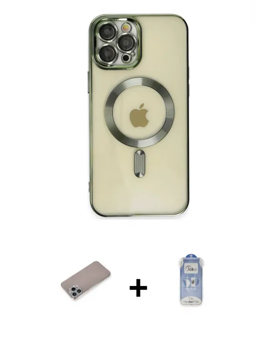 ieg™ iPhone 12 Pro Max Kılıf Nova Işık Özel Seri - Siyah Joko Magic 5D Cam + Shine Kamera Lens Koruma Cam - SABE
