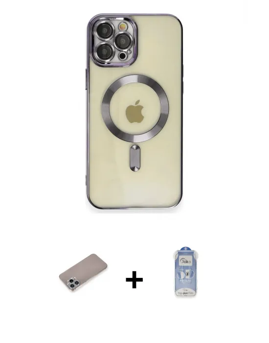 ieg™ iPhone 12 Pro Max Kılıf Nova Işık Özel Seri - Siyah Joko Magic 5D Cam + Shine Kamera Lens Koruma Cam - SABE