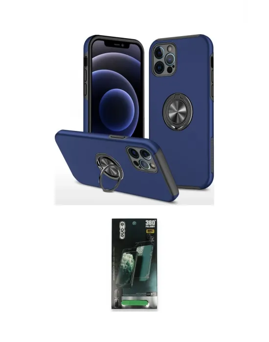 ieg™ iPhone 12 Pro Max Kılıf Odak Form Prime - Siyah 360 Mat Full Body Arka Koruyucu