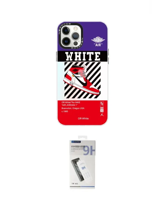 ieg™ iPhone 12 Pro Max Kılıf Siluet Çizgi Koleksiyonu - Şeffaf Uv Polymer Nano Ekran Koruyucu