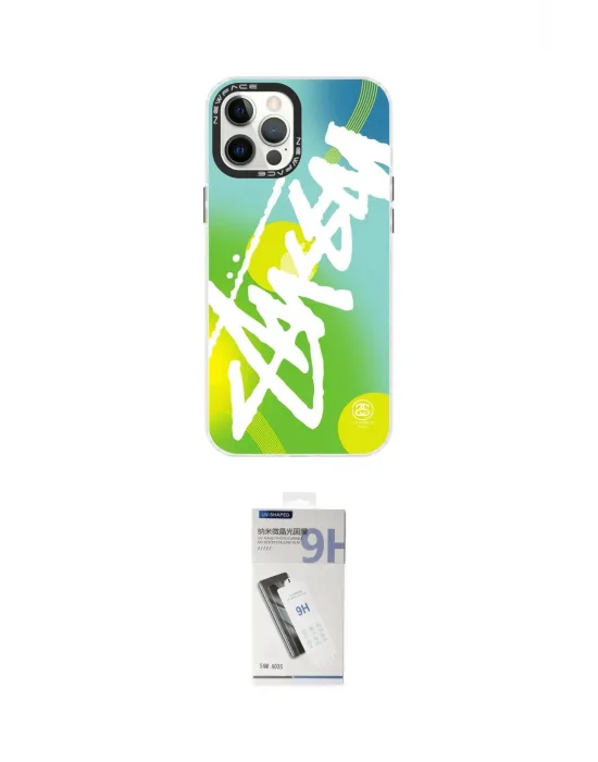 ieg™ iPhone 12 Pro Max Kılıf Siluet Çizgi Koleksiyonu - Şeffaf Uv Polymer Nano Ekran Koruyucu