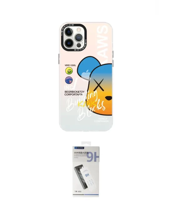 ieg™ iPhone 12 Pro Max Kılıf Siluet Çizgi Koleksiyonu - Şeffaf Uv Polymer Nano Ekran Koruyucu