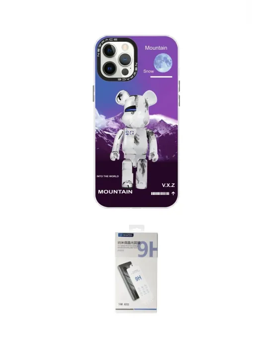 ieg™ iPhone 12 Pro Max Kılıf Siluet Çizgi Koleksiyonu - Şeffaf Uv Polymer Nano Ekran Koruyucu
