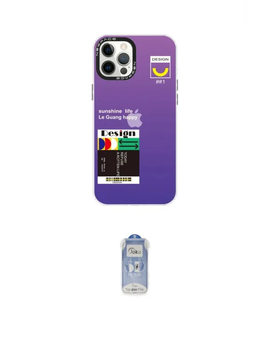 ieg™ iPhone 12 Pro Max Kılıf Siluet Çizgi Koleksiyonu - Siyah Joko Magic 5D Cam