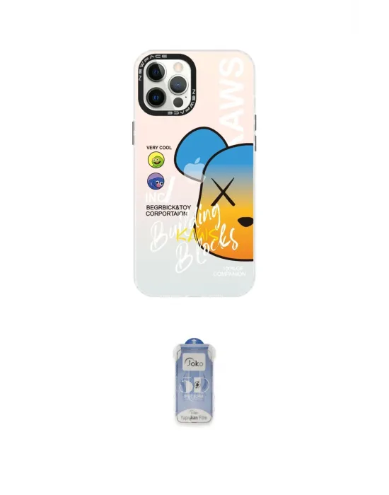 ieg™ iPhone 12 Pro Max Kılıf Siluet Çizgi Koleksiyonu - Siyah Joko Magic 5D Cam