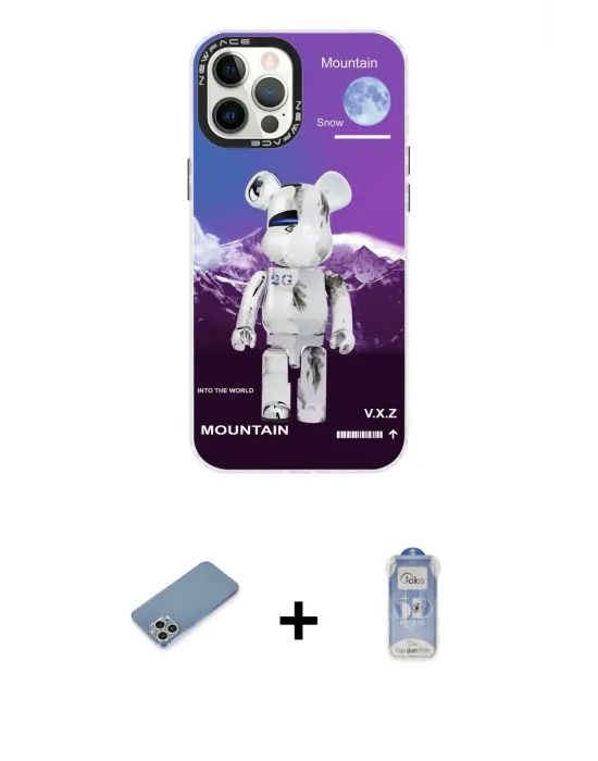 ieg™ iPhone 12 Pro Max Kılıf Siluet Çizgi Koleksiyonu - Siyah Joko Magic 5D Cam + Shine Kamera Lens Koruma Cam - GS