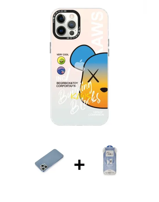 ieg™ iPhone 12 Pro Max Kılıf Siluet Çizgi Koleksiyonu - Siyah Joko Magic 5D Cam + Shine Kamera Lens Koruma Cam - GS