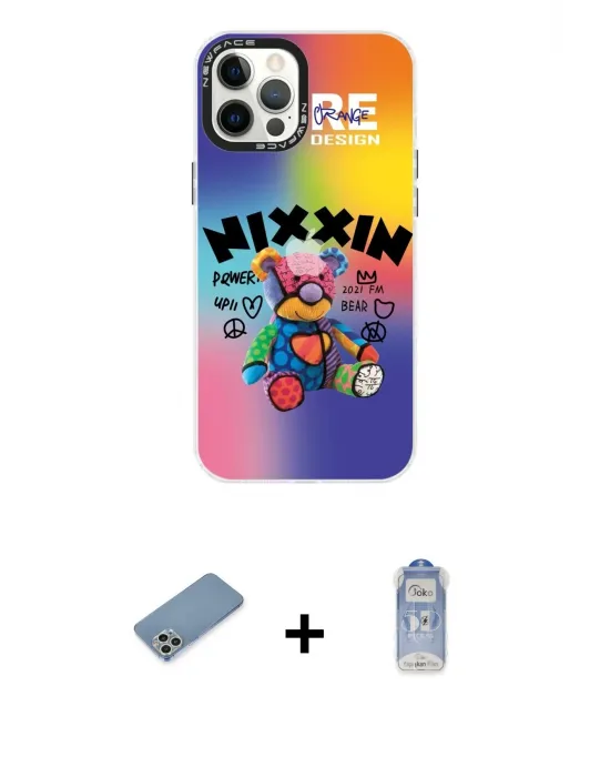 ieg™ iPhone 12 Pro Max Kılıf Siluet Çizgi Koleksiyonu - Siyah Joko Magic 5D Cam + Shine Kamera Lens Koruma Cam - GS