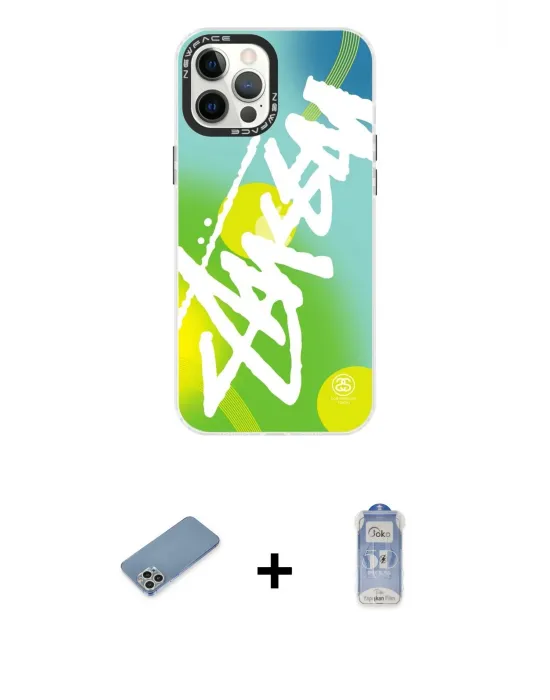 ieg™ iPhone 12 Pro Max Kılıf Siluet Çizgi Koleksiyonu - Siyah Joko Magic 5D Cam + Shine Kamera Lens Koruma Cam - GS