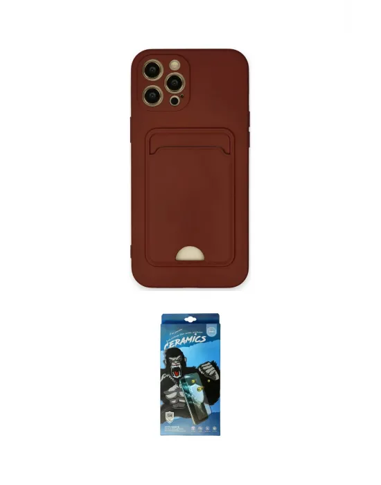 ieg™ iPhone 12 Pro Max Kılıf Vadi Çizgi Prime - Siyah 34D Izgaralı Cam