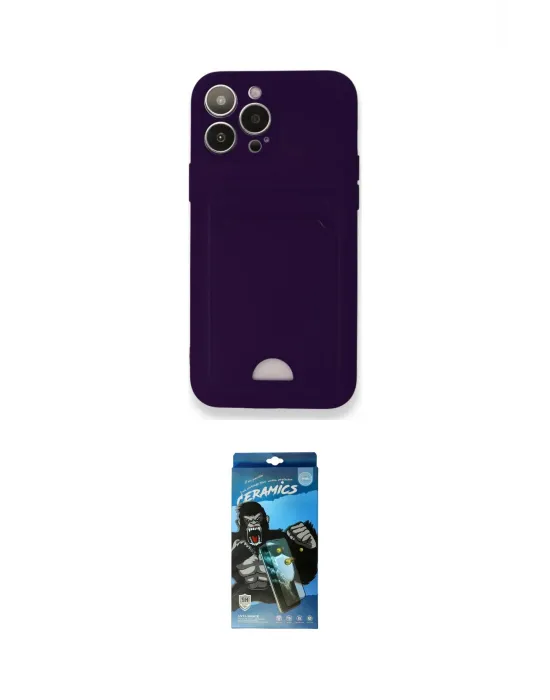 ieg™ iPhone 12 Pro Max Kılıf Vadi Çizgi Prime - Siyah 34D Izgaralı Cam