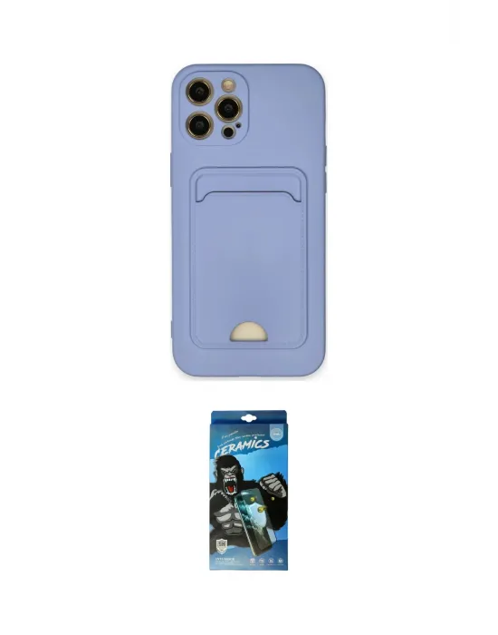 ieg™ iPhone 12 Pro Max Kılıf Vadi Çizgi Prime - Siyah 34D Izgaralı Cam