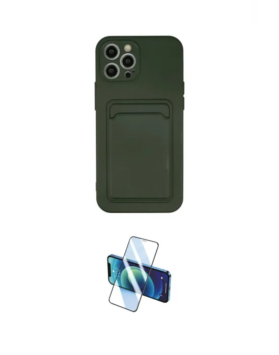 ieg™ iPhone 12 Pro Max Kılıf Vadi Çizgi Prime - Siyah 3D Antistatik Cam Ekran Koruyucu