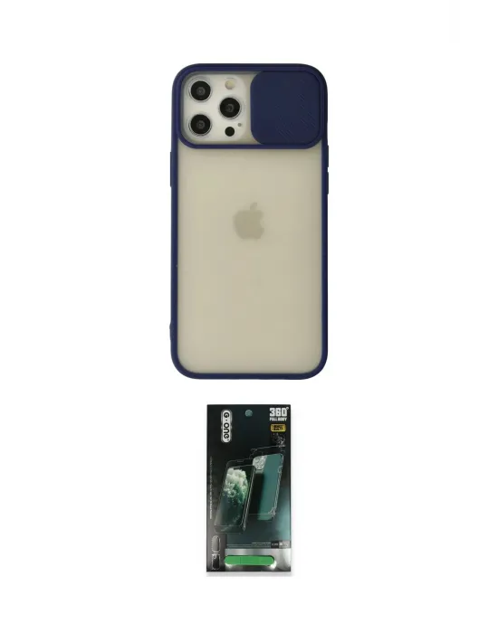 ieg™ iPhone 12 Pro Max Kılıf Vadi Çizgi - Şeffaf 360 Full Body Arka Koruyucu