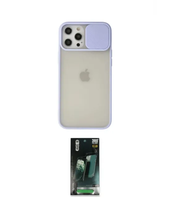 ieg™ iPhone 12 Pro Max Kılıf Vadi Çizgi - Şeffaf 360 Full Body Arka Koruyucu