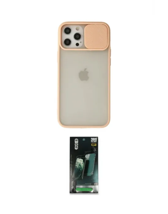 ieg™ iPhone 12 Pro Max Kılıf Vadi Çizgi - Şeffaf 360 Full Body Arka Koruyucu