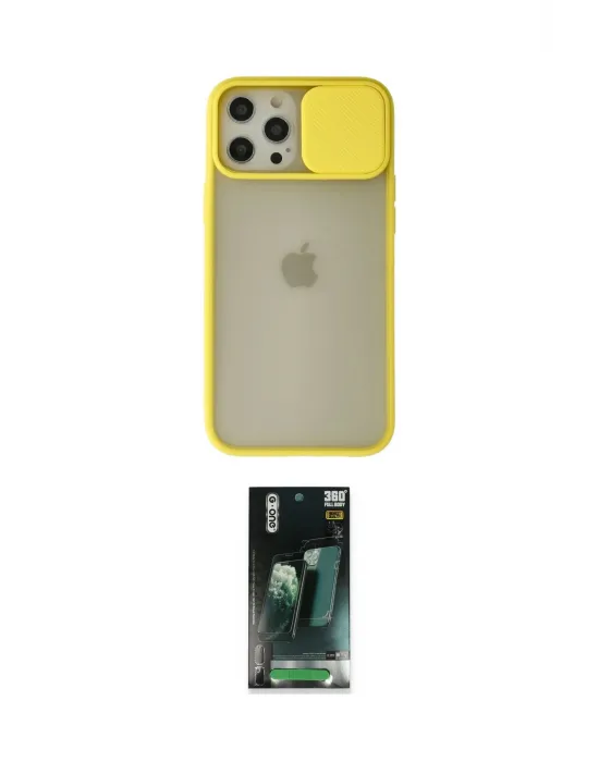 ieg™ iPhone 12 Pro Max Kılıf Vadi Çizgi - Şeffaf 360 Full Body Arka Koruyucu