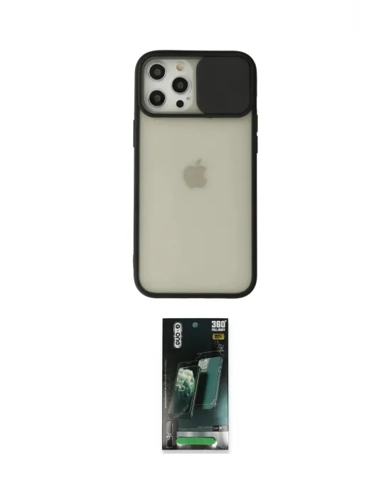 ieg™ iPhone 12 Pro Max Kılıf Vadi Çizgi - Şeffaf 360 Full Body Arka Koruyucu
