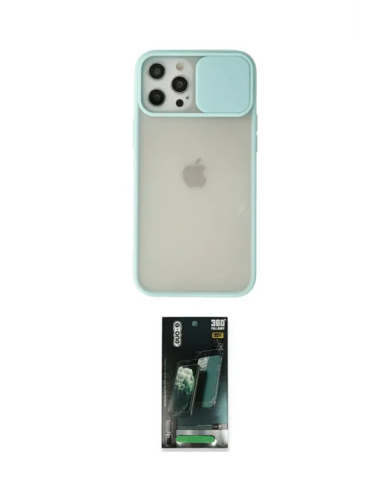 ieg™ iPhone 12 Pro Max Kılıf Vadi Çizgi - Şeffaf 360 Full Body Arka Koruyucu
