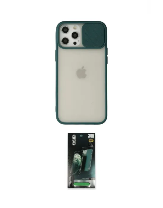ieg™ iPhone 12 Pro Max Kılıf Vadi Çizgi - Şeffaf 360 Full Body Arka Koruyucu