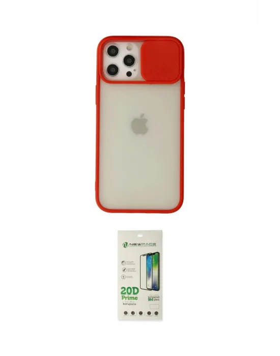 ieg™ iPhone 12 Pro Max Kılıf Vadi Çizgi - Siyah 20D Premium Cam Ekran Koruyucu