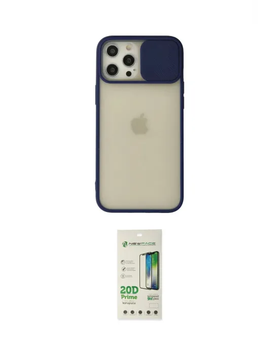 ieg™ iPhone 12 Pro Max Kılıf Vadi Çizgi - Siyah 20D Premium Cam Ekran Koruyucu