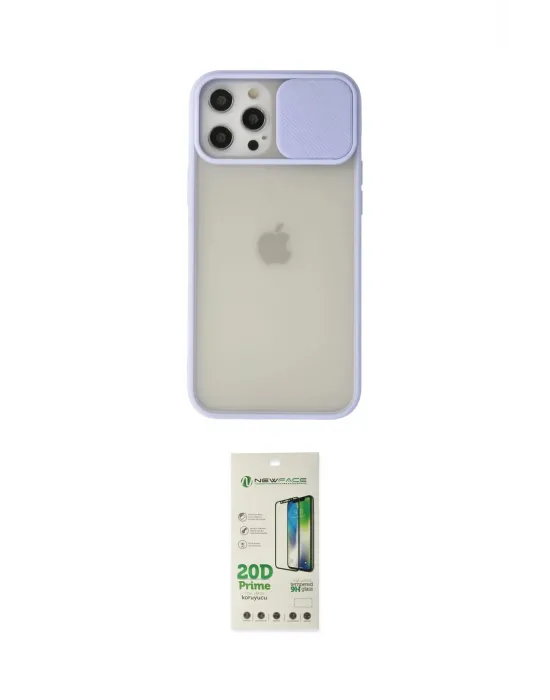 ieg™ iPhone 12 Pro Max Kılıf Vadi Çizgi - Siyah 20D Premium Cam Ekran Koruyucu