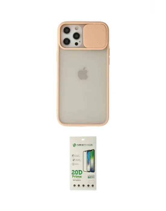 ieg™ iPhone 12 Pro Max Kılıf Vadi Çizgi - Siyah 20D Premium Cam Ekran Koruyucu