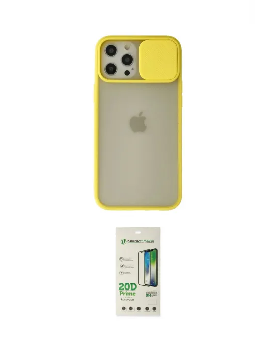 ieg™ iPhone 12 Pro Max Kılıf Vadi Çizgi - Siyah 20D Premium Cam Ekran Koruyucu