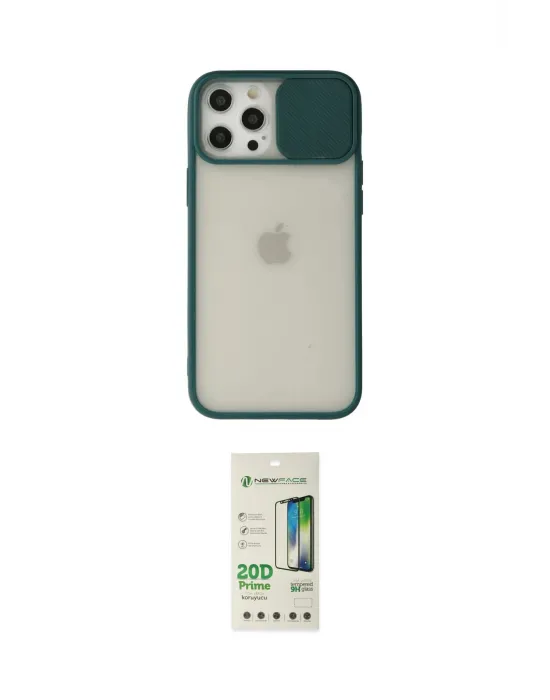 ieg™ iPhone 12 Pro Max Kılıf Vadi Çizgi - Siyah 20D Premium Cam Ekran Koruyucu