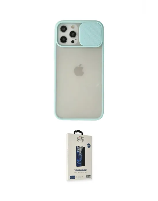 ieg™ iPhone 12 Pro Max Kılıf Vadi Çizgi - Siyah Bilvis Hayalet Cam Ekran Koruyucu