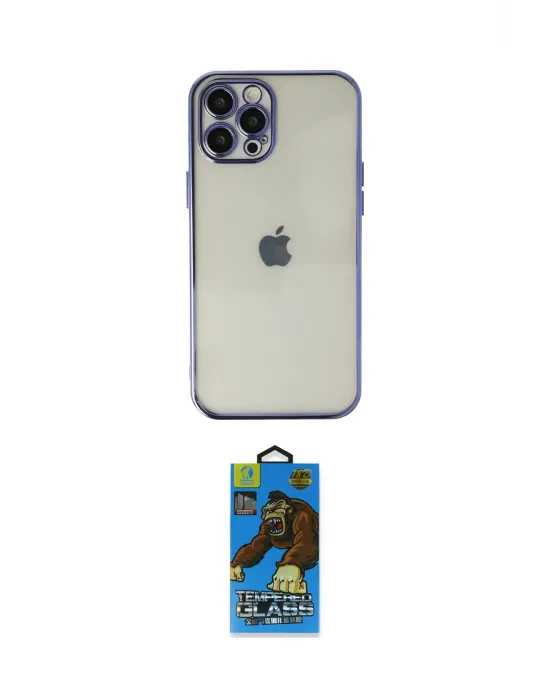 ieg™ iPhone 12 Pro Max Kılıf Vadi Minimal - Siyah 18D Cam Ekran Koruyucu